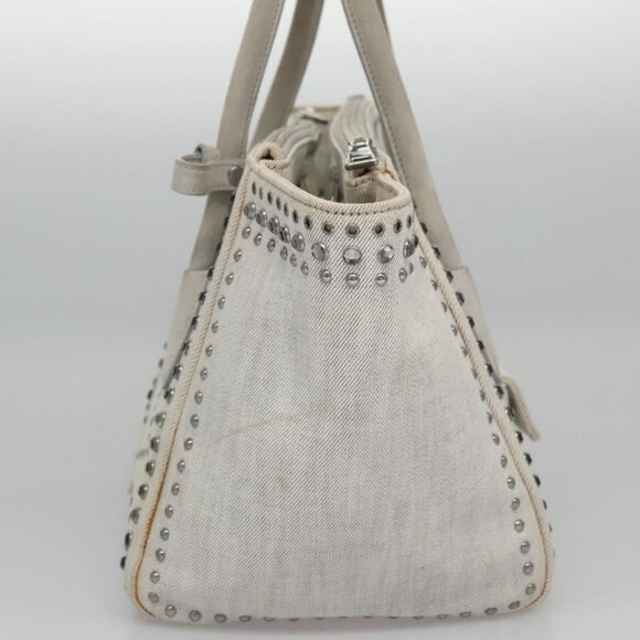 PRADA Bijoux Hand Bag Canvas 2way Gray Auth 113442 - Picture 5 of 16